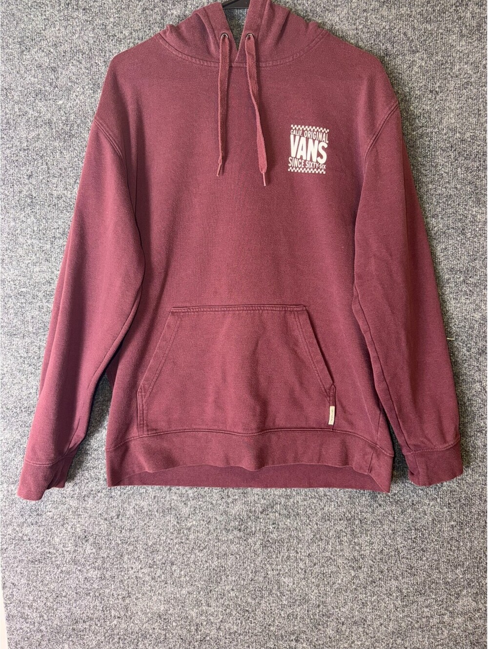 Vans Off The Wall Mens Large Maroon Hoodie Sweatshirt Calif Original Since 66